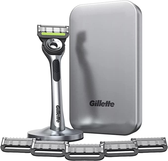 GilletteLabs Men's Shaver with Exfoliator and Travel Case + 6 Carat Blade Refill