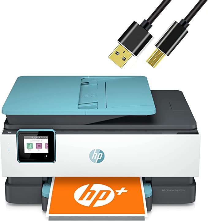 HP Wireless Color All-in-One Inkjet Printer for Home and Office - Print, Scan, Copy, Fax, with Automatic Document Feeder, Duplex Printing and Self-Healing Wi-Fi, with 6ft NeeGo Printer Cable