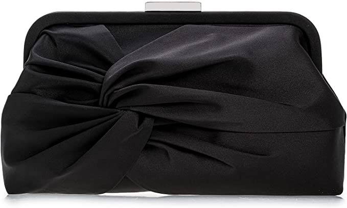 iXebella Women's Evening Wallet Fashion Soft Pleated Knot Party Clutch Satin Frame Formal Tote for Wedding/Prom/Cocktail Party